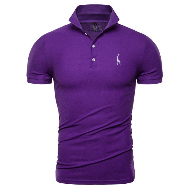 Dropshipping 2019 New Polo Shirt Men Solid Casual Cotton Polo Giraffe Men Slim Fit Embroidery Short Sleeve Men's Polo 10 Colors