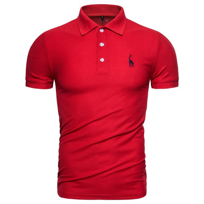 Dropshipping 2019 New Polo Shirt Men Solid Casual Cotton Polo Giraffe Men Slim Fit Embroidery Short Sleeve Men's Polo 10 Colors