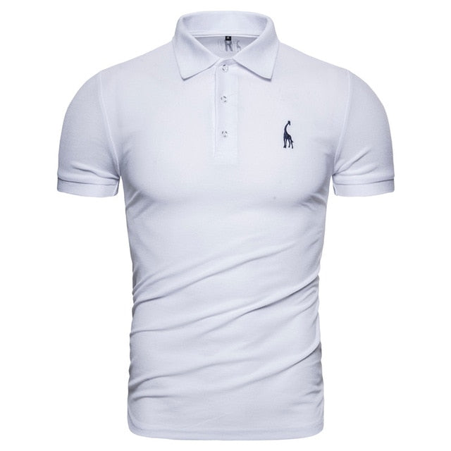 Dropshipping 2019 New Polo Shirt Men Solid Casual Cotton Polo Giraffe Men Slim Fit Embroidery Short Sleeve Men's Polo 10 Colors