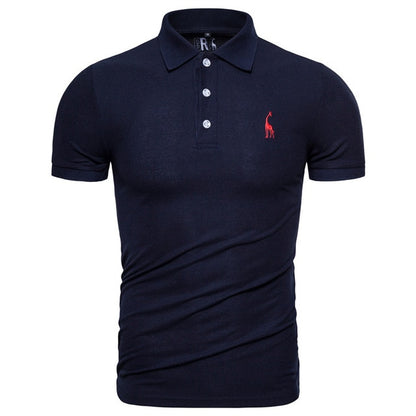 Dropshipping 2019 New Polo Shirt Men Solid Casual Cotton Polo Giraffe Men Slim Fit Embroidery Short Sleeve Men's Polo 10 Colors